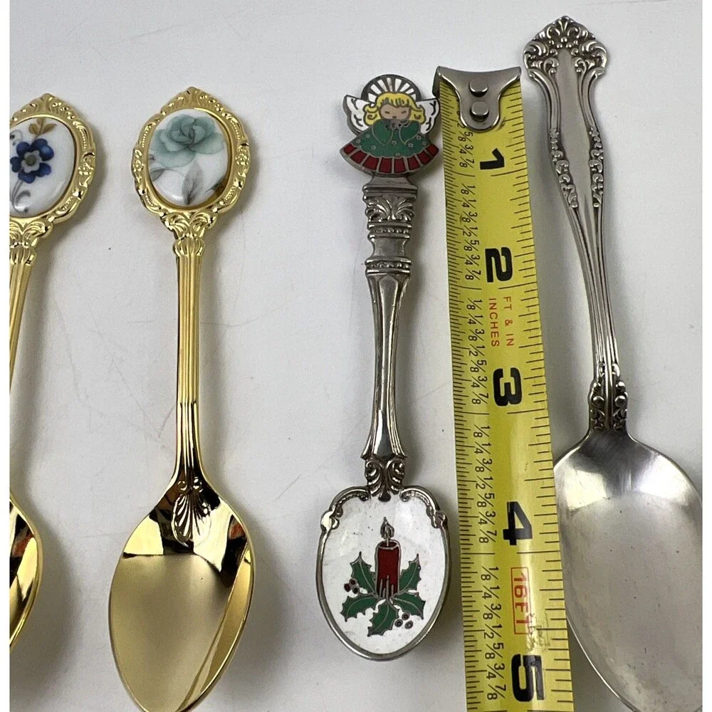 Vintage Lot Of 8 Variety of Mini Decor Spoons Some Silver Plated
